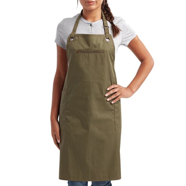 Unisex ‘Barley’ Contrast Stitch Recycled Bib Apron Thumbnail