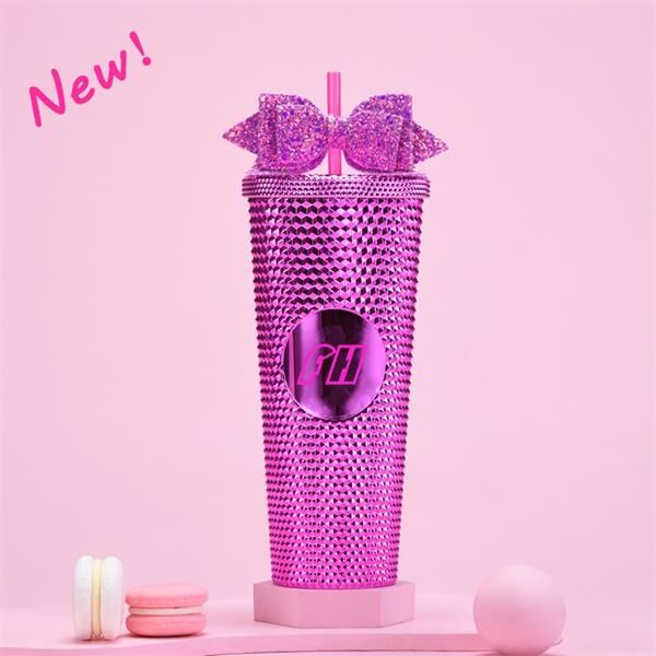 24oz Bling Pink Studded Tumbler Thumbnail