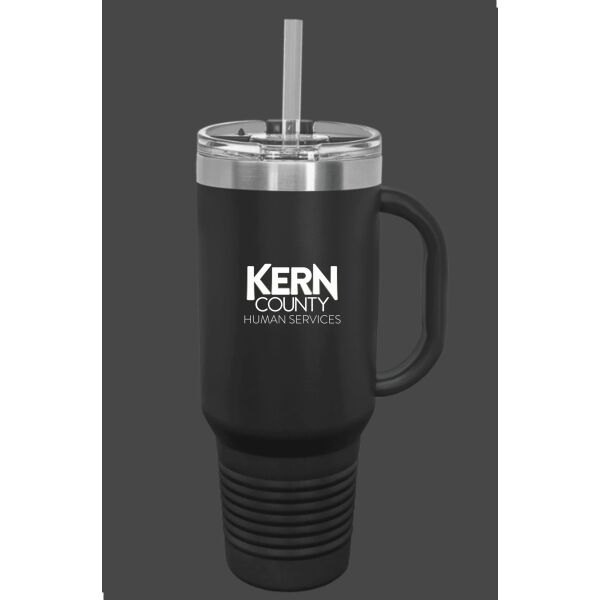 Polar Camel 40 oz. Black Travel Mug with Handle, Straw Included Thumbnail