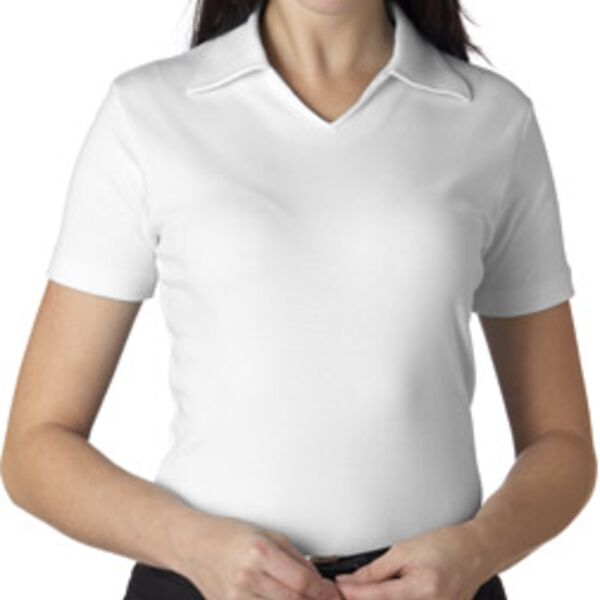 (IKEA) UltraClub® Ladies' Egyptian Interlock V-Neck Polo Thumbnail